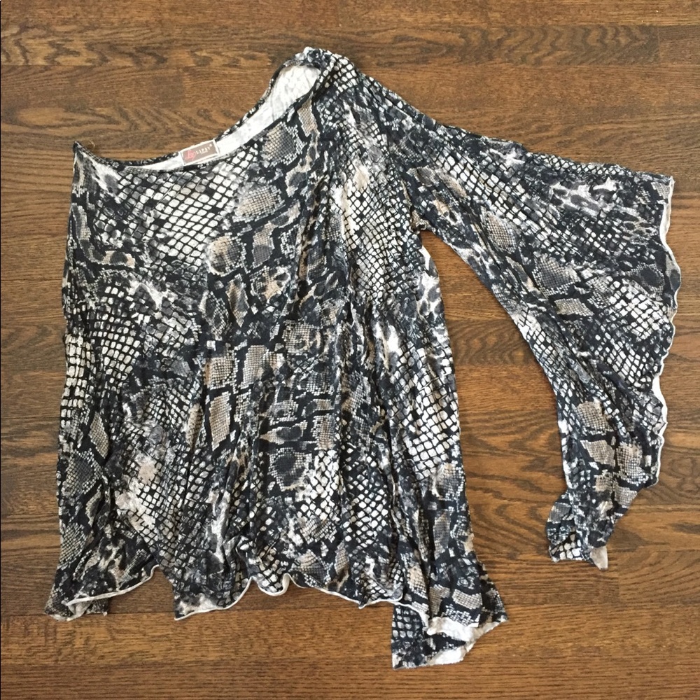 Lipsy One Shoulder Flowy Dress Snakeskin Print 6